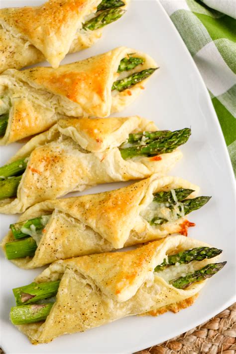 Cheesy Puff Pastry Wrapped Asparagus Beautiful Appetizer Or Side Dish