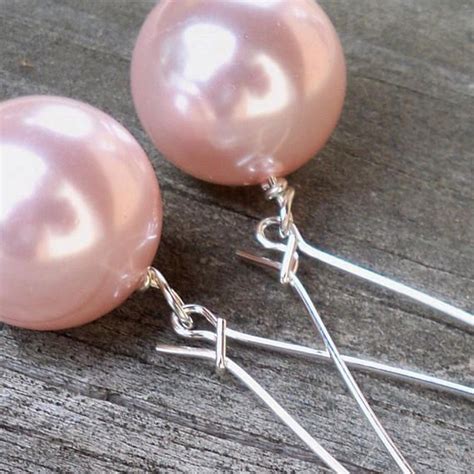 Pink Pearl Earrings Large Pink Pearl Earrings Chunky Pink Etsy Pink