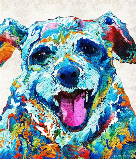 Colorful Dog Art Smile By Sharon Cummings Painting By Sharon
