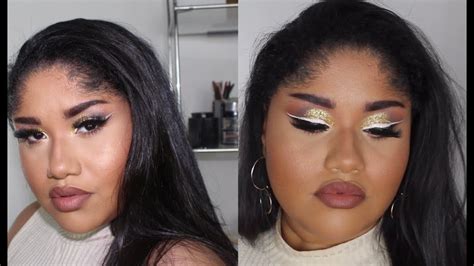Dramatic Gold Glitter Cut Crease And Double White Liner Glam Youtube