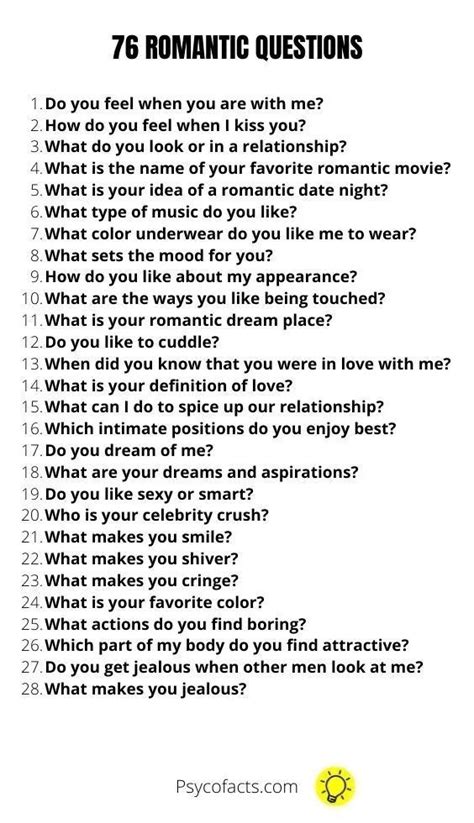 Flirty Questions Intimate Questions Fun Questions To Ask Romantic Questions For Couples