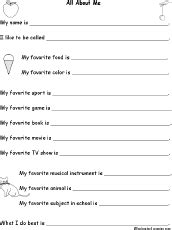 Great ice breaker for new students. all about me first grade worksheet - Google Search | For ...