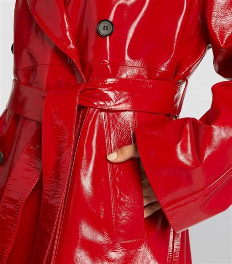 womens magda butrym red patent leather trench coat harrods uk