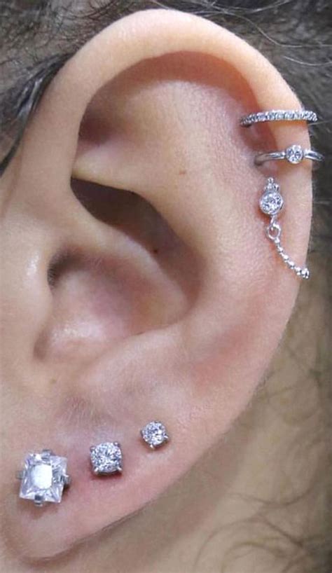 Unique Simple Ear Piercing Ideas Triple Helix Lobe Cartilage Helix Conch Earring 2019