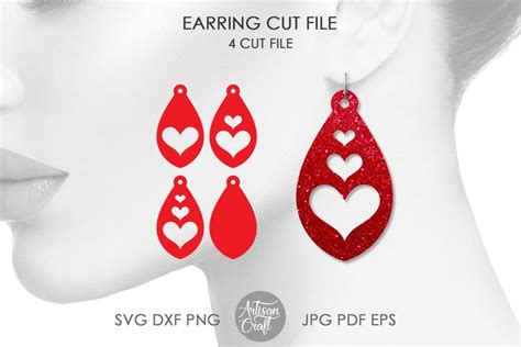 Free Svgs Download Tear Drop Earrings Svg Valentines Jewelry Heart