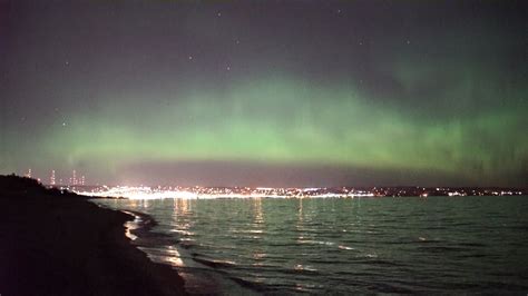Northern Lights Spectacular Show Over Lake Superior