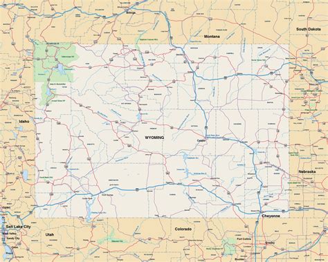 Wyoming Map Digital Vector Creative Force