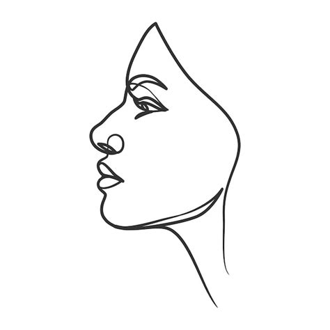 Premium Vector Continuous Line Drawing Of Woman Face Cute Female