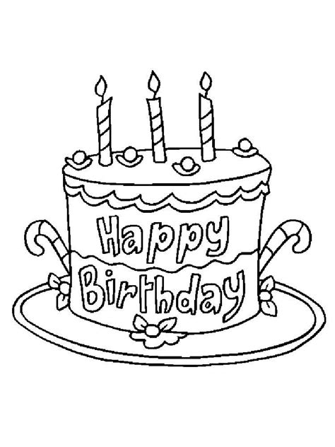 Seven candles on birthday cake. Happy Birthday coloring pages. Free Printable Happy ...