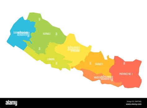 Nepal Political Map Of Administrative Divisions Stock Vector Image