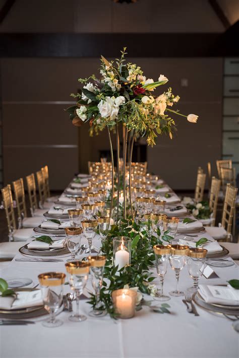 Modern Elegant Wedding Reception Decor Long Feasting Table With Tall