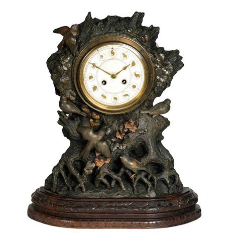 Fine And Very Unusual Patinated Bronze Mantel Clock Antique Clocks