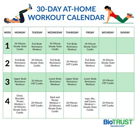 30 Day At Home Workout Program Get Fit At Home Biotrust