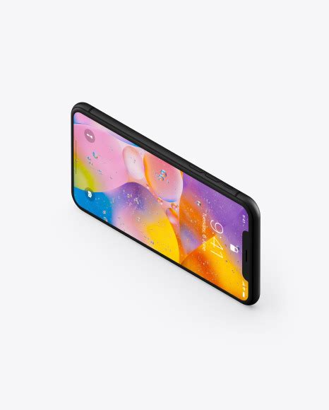 Iphone Xr Clay Isometric Landscape Right Mockup On Yellow Images Object