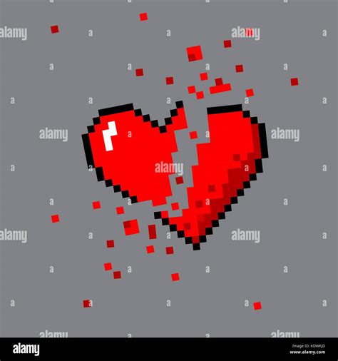 Broken Pixel Art Heart For Game Stock Vector Image And Art Alamy
