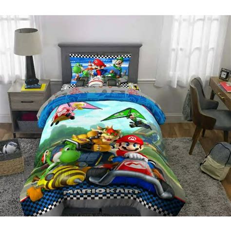 Super Mario Mariokart Boys Full Comforter And Sheet Set 5 Piece Bed In A