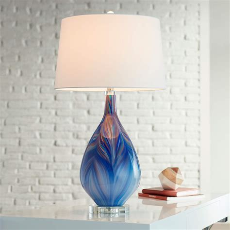 Possini Euro Taylor Blue Art Glass Table Lamp 55m57 Lamps Plus