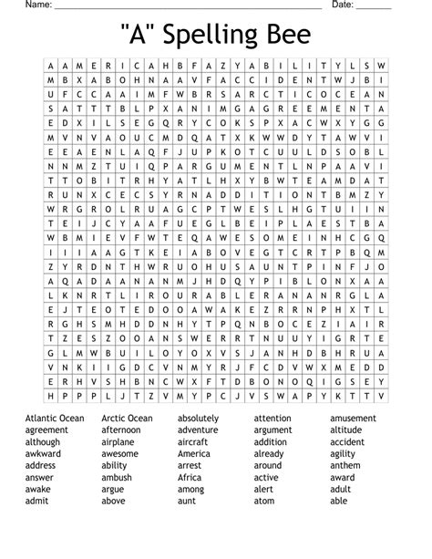 A Spelling Bee Word Search Wordmint