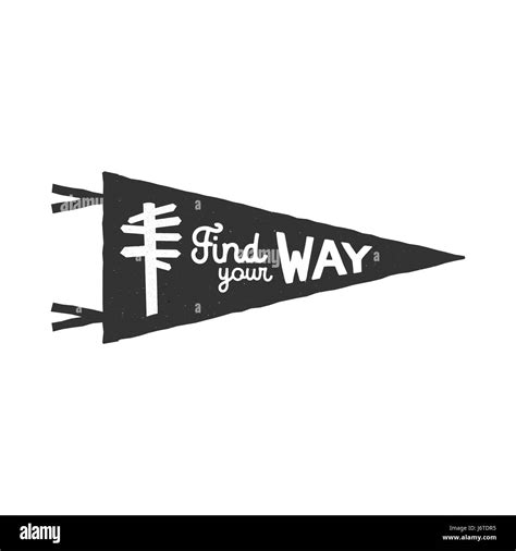 Vintage Hand Drawn Pennant Template Find Your Way Sign Retro Textured