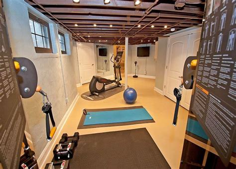 Basement Home Gym And Yoga Studio Low Ceiling Basement Basement Gym