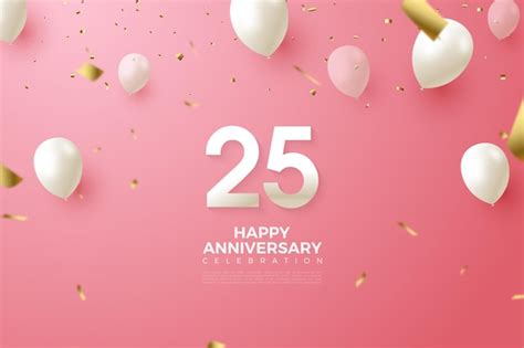 Premium Vector 25th Anniversary Background With White Number And