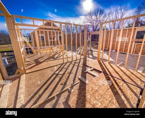 House Building Build Wood New Frame Carpentry Framework Stock