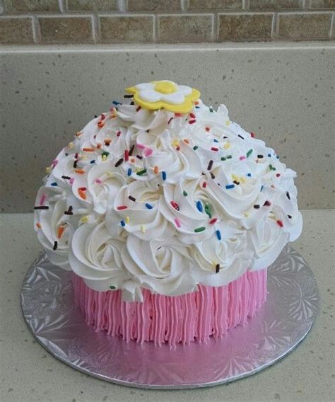 A Giant Cupcake Smash Cake For A One Year Old To Smash In A Pink