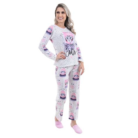 Comprar Pijama Lb Pv Digital Mlonga Feminino Estampado Cl Boss Club Underwear And Lady Boss Íntima