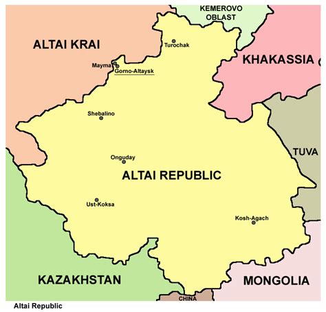 Map Of The Altai Republic Russia Repubblica Geografia Fisica