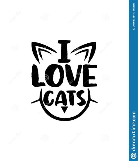 I Love My Cathand Drawn Typography Poster Design Stock Vector