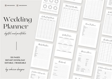 Wedding Planner Printable Printable Wedding Planner Kit Etsy Uk