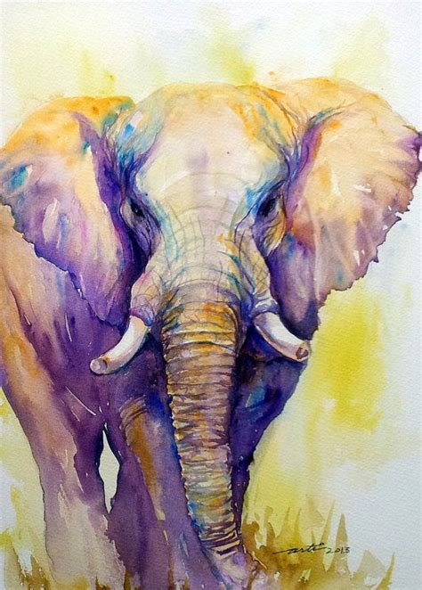 Painting Of Elephant Using Watercolours Has A Lot Of Texture