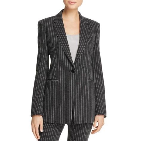 Theory Womens Pinstripe Suit Separate One Button Blazer Size 6 Grey