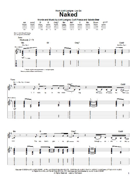 Naked By Avril Lavigne Guitar Tab Guitar Instructor