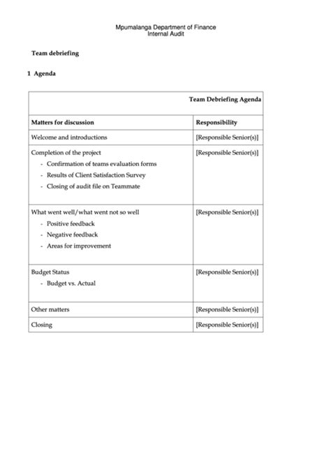 Debriefing Report Template 1 Templates Example Templa