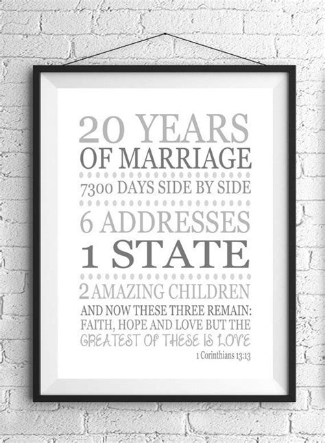 Your darling husband completes your happy world. 20th Anniversary Wall Art, Personalized Anniversary Gift ...