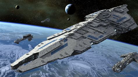 Space Cruiser Looks Like A Super Star Destroyer Spaceship Art Sci