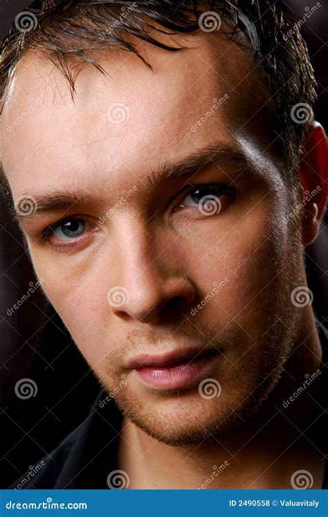 Man Face Close Up Stock Photo Image Of Adult Blue Look 2490558