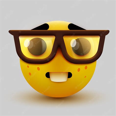 Premium Vector Nerd Face Emoji Clever Emoticon With Glasses Geek Or