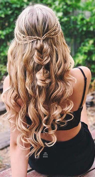 Curly Half Updo With Braids Longhairstylesupdo Down Curly Hairstyles