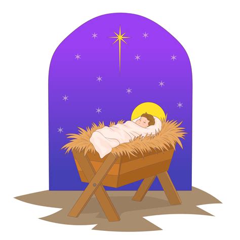 Little Baby Jesus On The Manger And Christmas Star 4372284 Vector Art