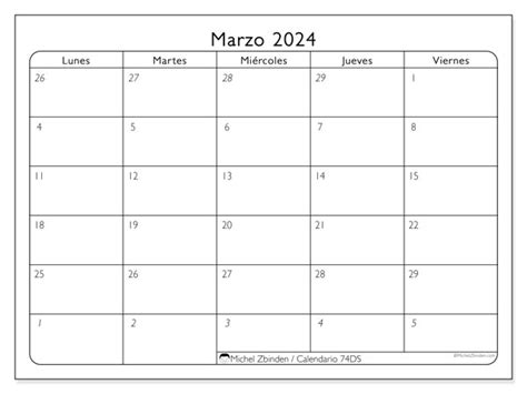 Calendarios Marzo 2024 Michel Zbinden Sv