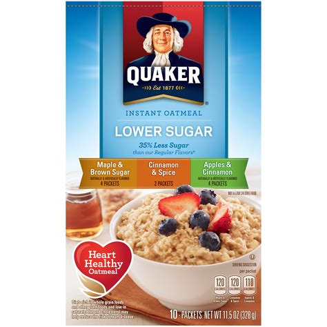 Quaker Instant Oatmeal Variety Pack Lower Sugar 10 Count 115 Oz