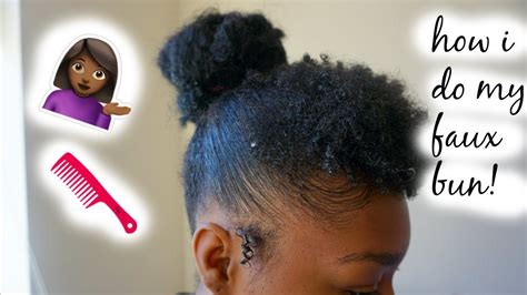 how to easy faux bun w bangs 4b 4c natural hair ♡ short hair edition youtube