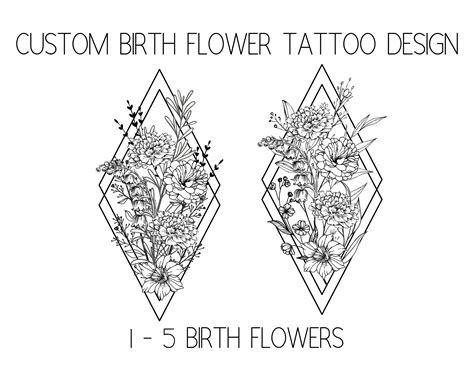 Family Birth Flower Bouquet Tattoo