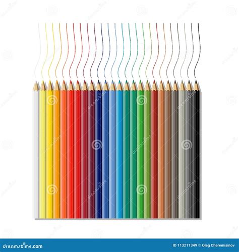 Color Pencil Set Vector Different Color Pencils With Pencil Lines