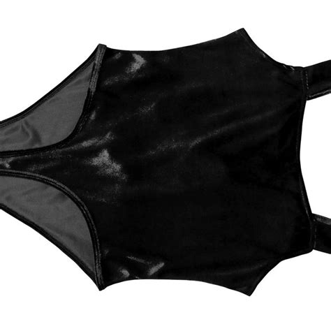 Sexy Gothic Black Velvet Deep V Lace Up High Cut Bodysuit N