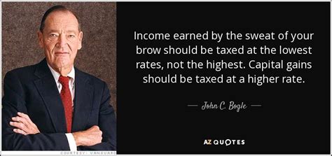 John C. Bogle quote: Income earned by the sweat of your brow should be...
