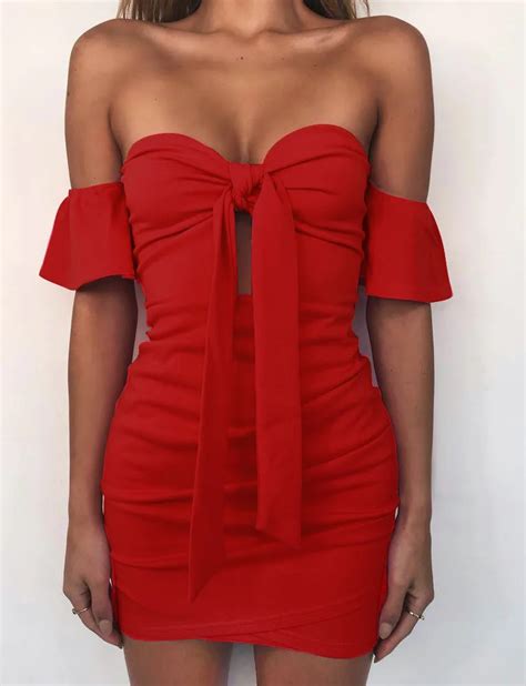 Off Shoulder Strapless Sexy Ruched Summer Dress Women Bow Knot Backless