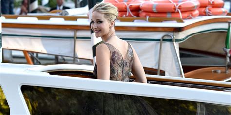 Jennifer Lawrence Sheer Polka Dot Gown At Venice Film Festival